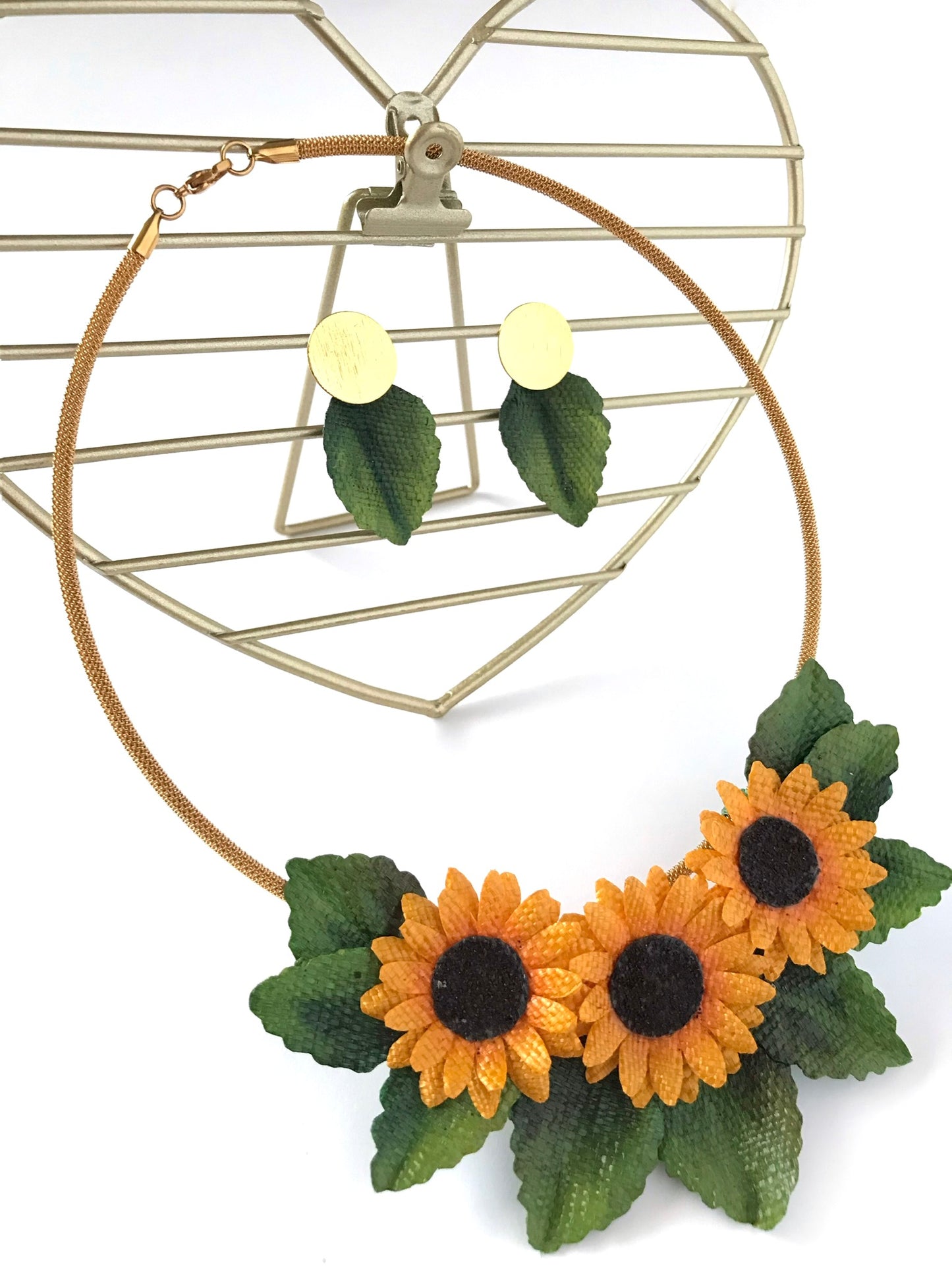 SUNFLOWER LEAF EARRINGS